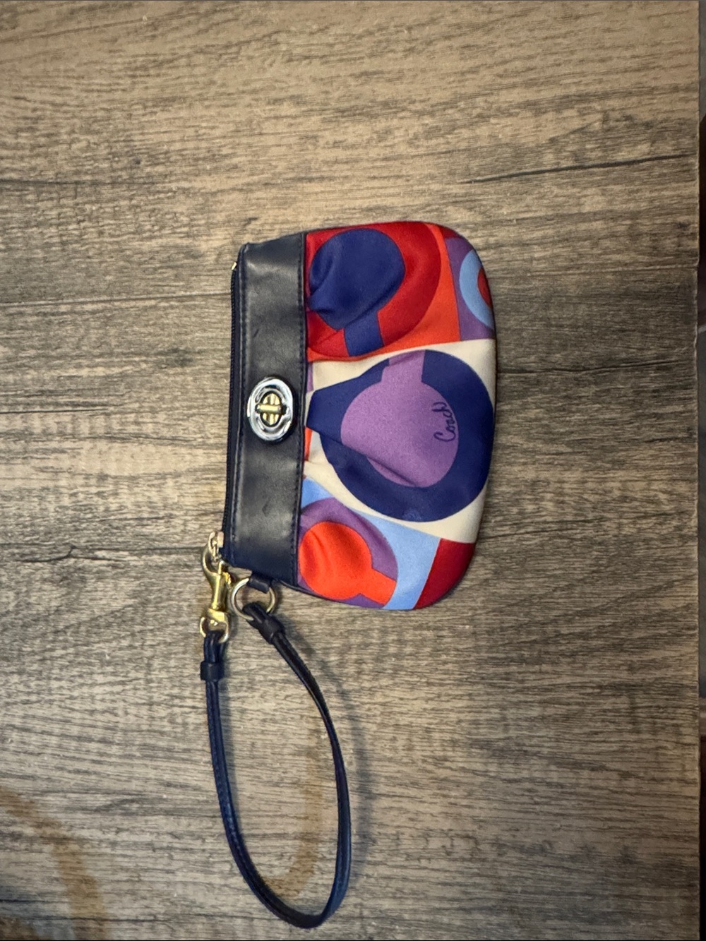 Coach Multicolor Signature Wristlet - Navy Trim